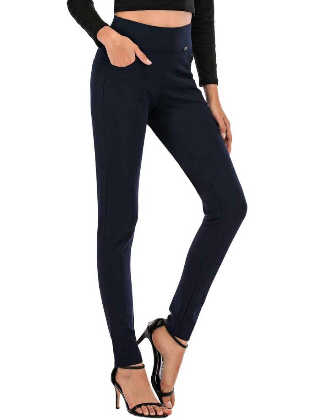 High Waist Skinny Dress Pants for Women - Comfortable Pull-On Office Style